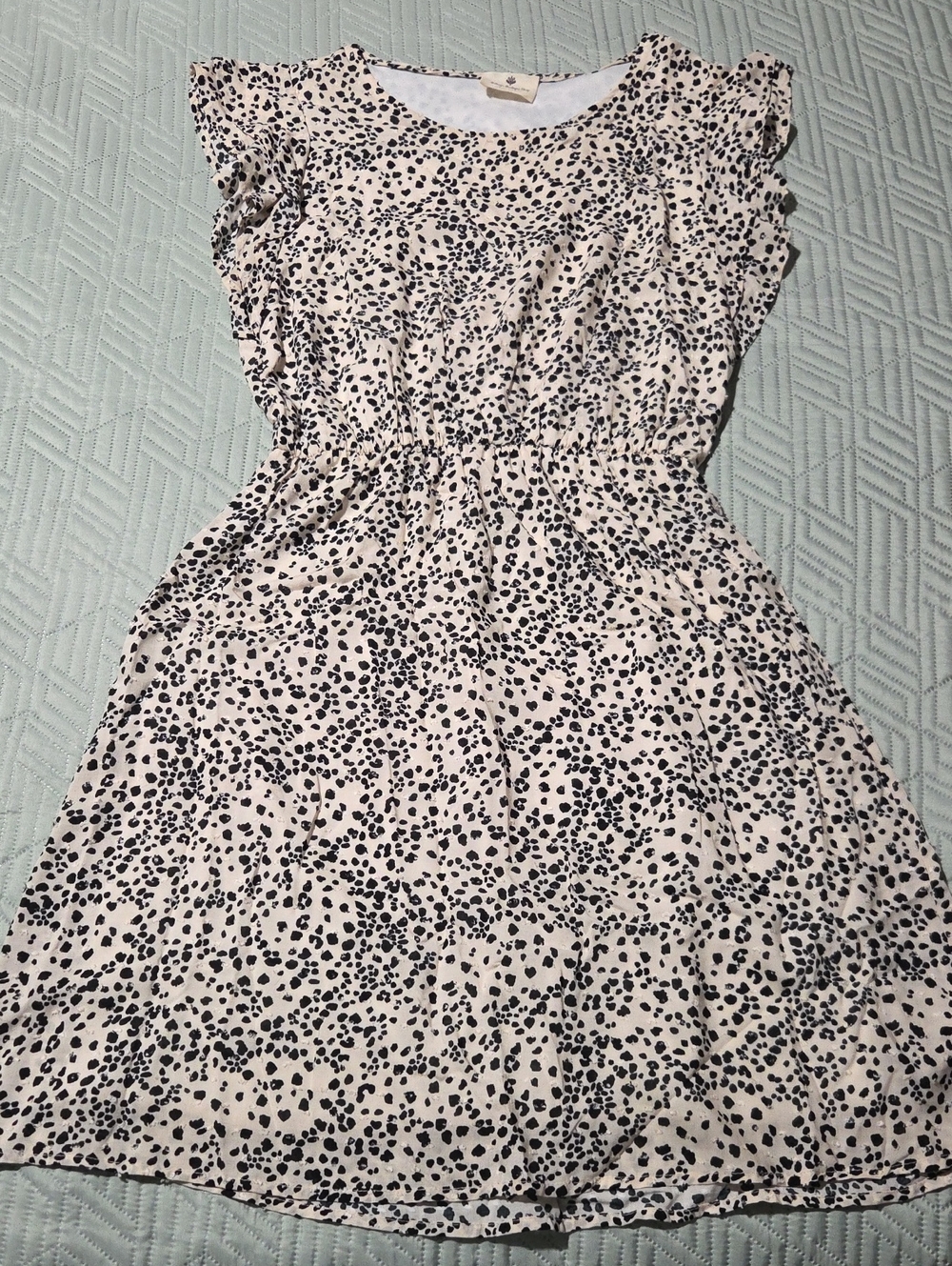 Cream Mini Dress with Black Spot Print